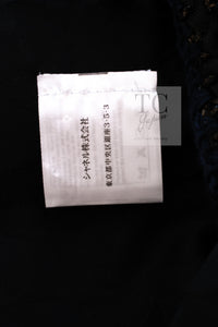 CHANEL 10PF Navy Black Cotton Silk Tweed Jacket Stand Collar 36 シャネル ネイビー ブラック コットン シルク ツイード ジャケット スタンド カラー 即発