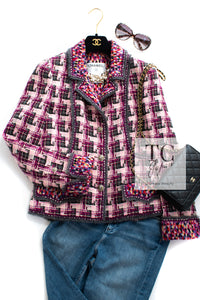 CHANEL 04A Purple Multicolor Mix Tweed Jacket 36 38 シャネル パープル マルチカラー ミックス ポップ ツイード ジャケット 即発