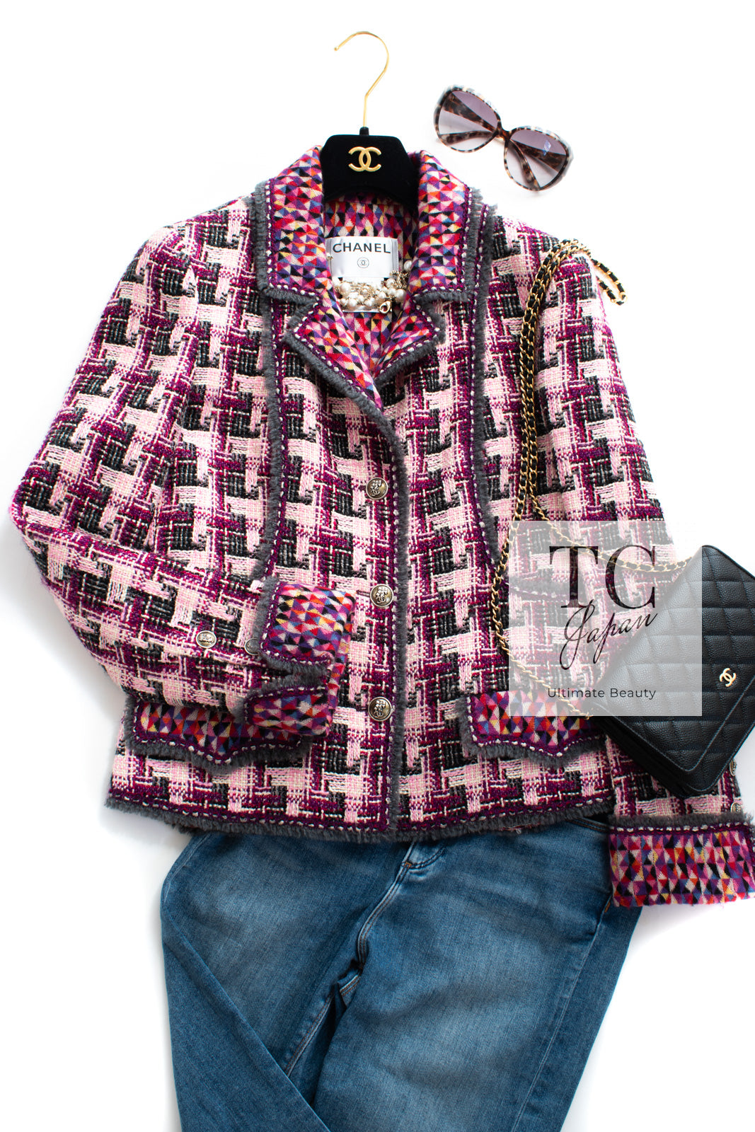 CHANEL 04A Purple Multicolor Mix Tweed Jacket 36 38 シャネル パープル マルチカラー ミックス ポップ ツイード ジャケット 即発