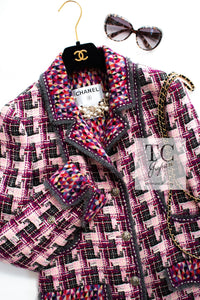 CHANEL 04A Purple Multicolor Mix Tweed Jacket 36 38 シャネル パープル マルチカラー ミックス ポップ ツイード ジャケット 即発
