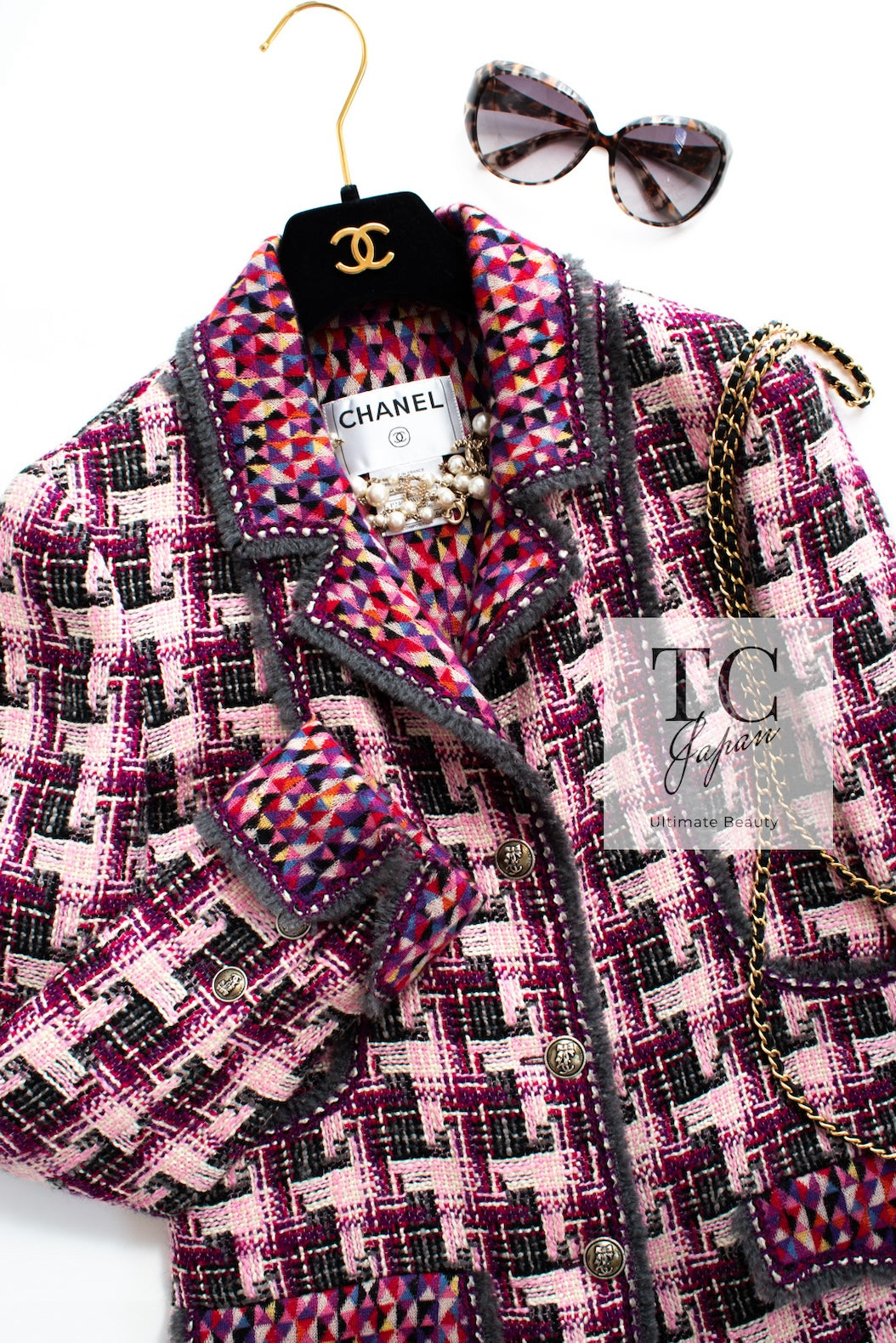 CHANEL 04A Purple Multicolor Mix Tweed Jacket 36 38 シャネル パープル マルチカラー ミックス ポップ ツイード ジャケット 即発