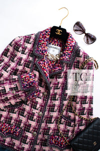CHANEL 04A Purple Multicolor Mix Tweed Jacket 36 38 シャネル パープル マルチカラー ミックス ポップ ツイード ジャケット 即発