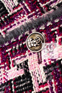 CHANEL 04A Purple Multicolor Mix Tweed Jacket 36 38 シャネル パープル マルチカラー ミックス ポップ ツイード ジャケット 即発