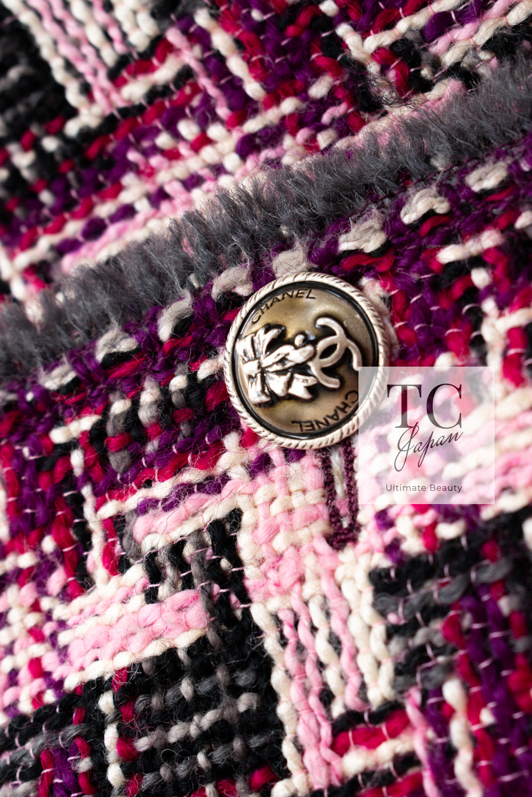 CHANEL 04A Purple Multicolor Mix Tweed Jacket 36 38 シャネル パープル マルチカラー ミックス ポップ ツイード ジャケット 即発