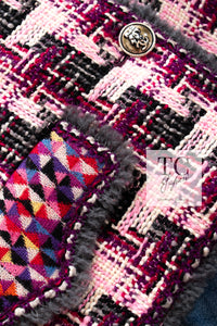 CHANEL 04A Purple Multicolor Mix Tweed Jacket 36 38 シャネル パープル マルチカラー ミックス ポップ ツイード ジャケット 即発
