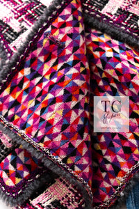 CHANEL 04A Purple Multicolor Mix Tweed Jacket 36 38 シャネル パープル マルチカラー ミックス ポップ ツイード ジャケット 即発