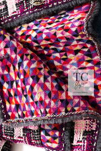 CHANEL 04A Purple Multicolor Mix Tweed Jacket 36 38 シャネル パープル マルチカラー ミックス ポップ ツイード ジャケット 即発