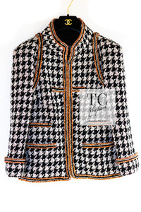 CHANEL 17A Black Ivory Houndstooth Zipper Jacket 36 38 シャネル ブラック アイボリー 千鳥格子 ジッパー ジャケット 即発