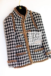 CHANEL 17A Black Ivory Houndstooth Zipper Jacket 36 38 シャネル ブラック アイボリー 千鳥格子 ジッパー ジャケット 即発