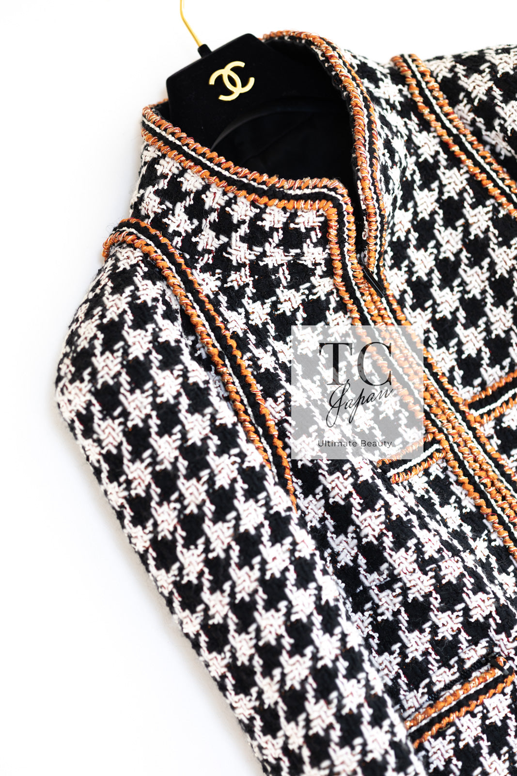 CHANEL 17A Black Ivory Houndstooth Zipper Jacket 36 38 シャネル ブラック アイボリー 千鳥格子 ジッパー ジャケット 即発