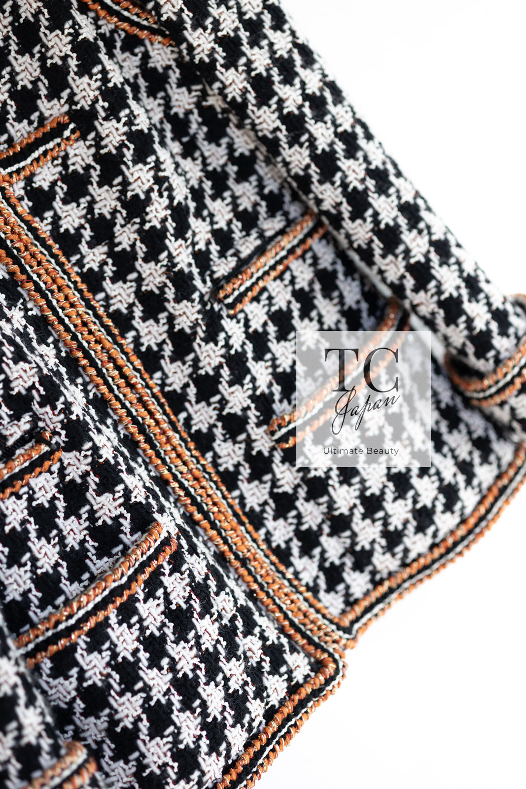 CHANEL 17A Black Ivory Houndstooth Zipper Jacket 36 38 シャネル ブラック アイボリー 千鳥格子 ジッパー ジャケット 即発