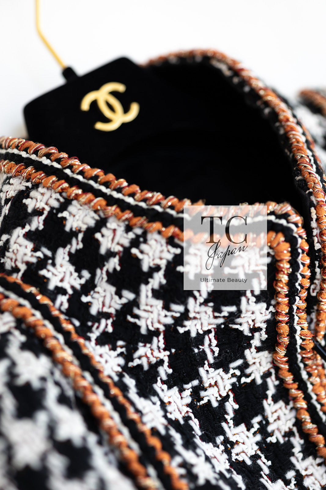 CHANEL 17A Black Ivory Houndstooth Zipper Jacket 36 38 シャネル ブラック アイボリー 千鳥格子 ジッパー ジャケット 即発