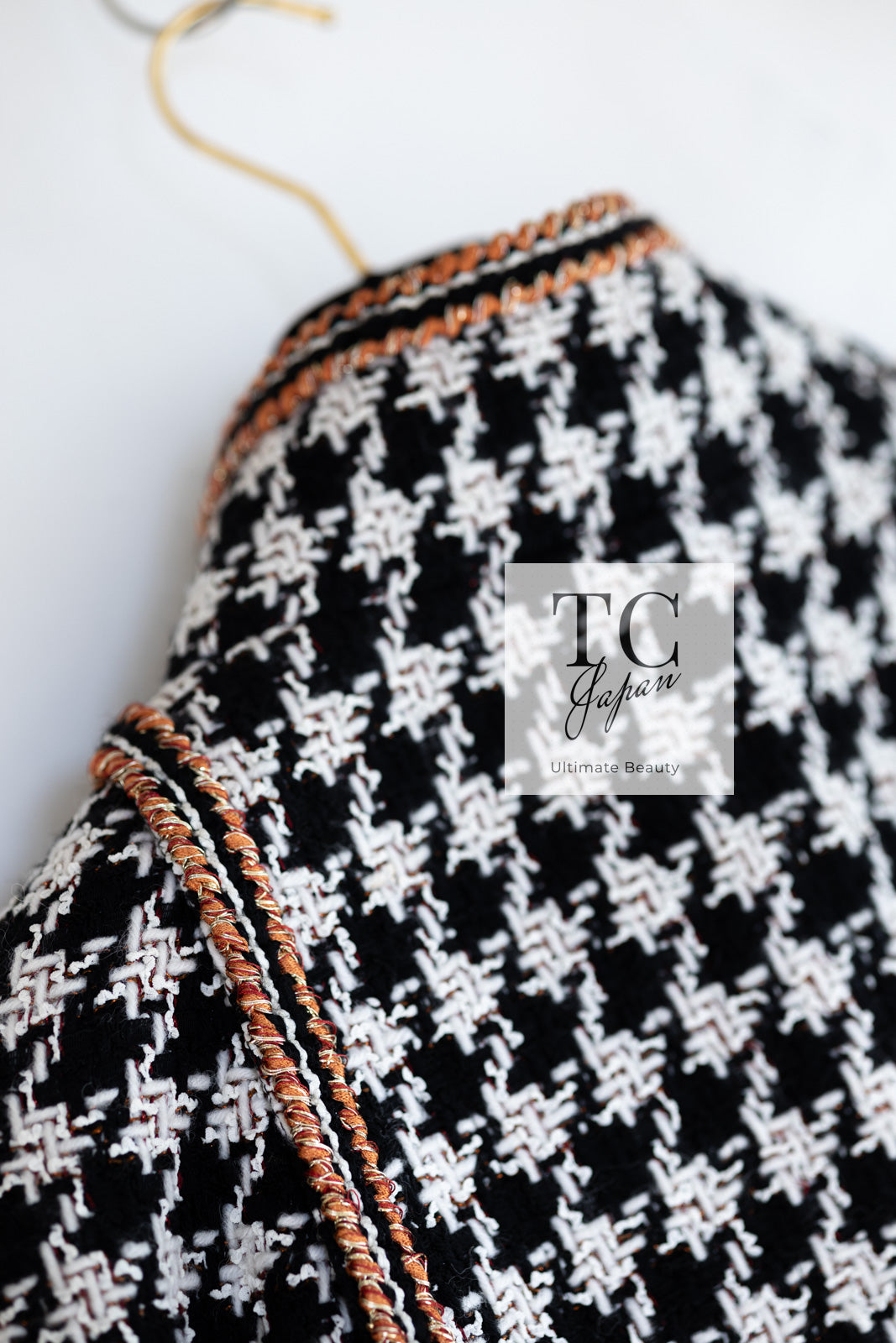 CHANEL 17A Black Ivory Houndstooth Zipper Jacket 36 38 シャネル ブラック アイボリー 千鳥格子 ジッパー ジャケット 即発