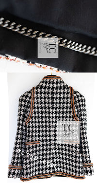 CHANEL 17A Black Ivory Houndstooth Zipper Jacket 36 38 シャネル ブラック アイボリー 千鳥格子 ジッパー ジャケット 即発