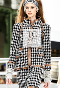 CHANEL 17A Black Ivory Houndstooth Zipper Jacket 36 38 シャネル ブラック アイボリー 千鳥格子 ジッパー ジャケット 即発