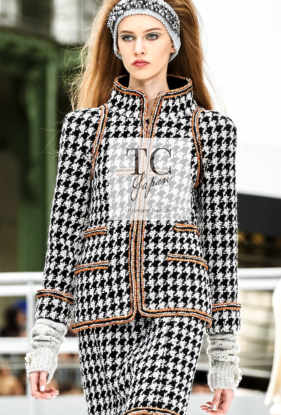 CHANEL 17A Black Ivory Houndstooth Zipper Jacket 36 38 シャネル ブラック アイボリー 千鳥格子 ジッパー ジャケット 即発