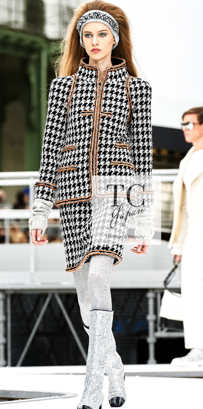 CHANEL 17A Black Ivory Houndstooth Zipper Jacket 36 38 シャネル ブラック アイボリー 千鳥格子 ジッパー ジャケット 即発