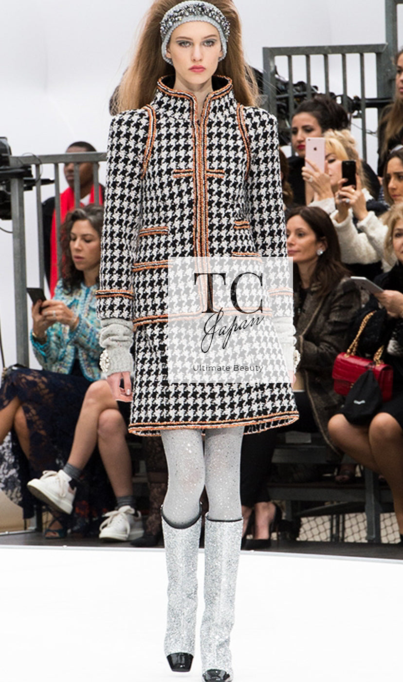 CHANEL 17A Black Ivory Houndstooth Zipper Jacket 36 38 シャネル ブラック アイボリー 千鳥格子 ジッパー ジャケット 即発