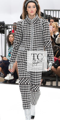 CHANEL 17A Black Ivory Houndstooth Zipper Jacket 36 38 シャネル ブラック アイボリー 千鳥格子 ジッパー ジャケット 即発