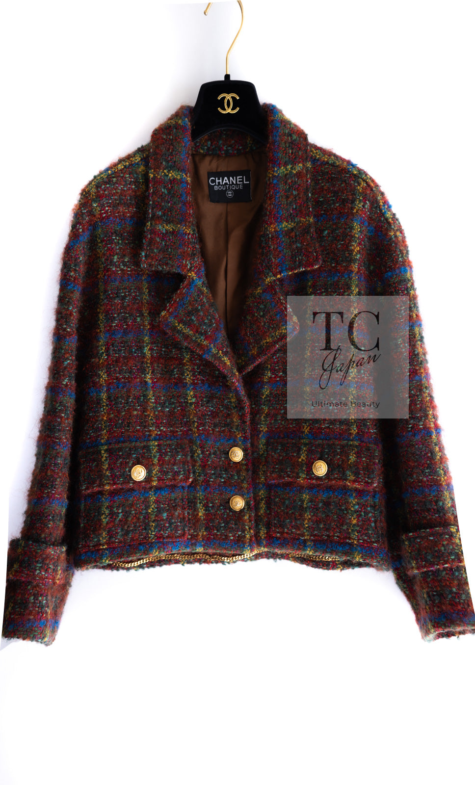 シャネル ジャケット CHANEL ヴィンテージ ブラウン マルチカラー CC  