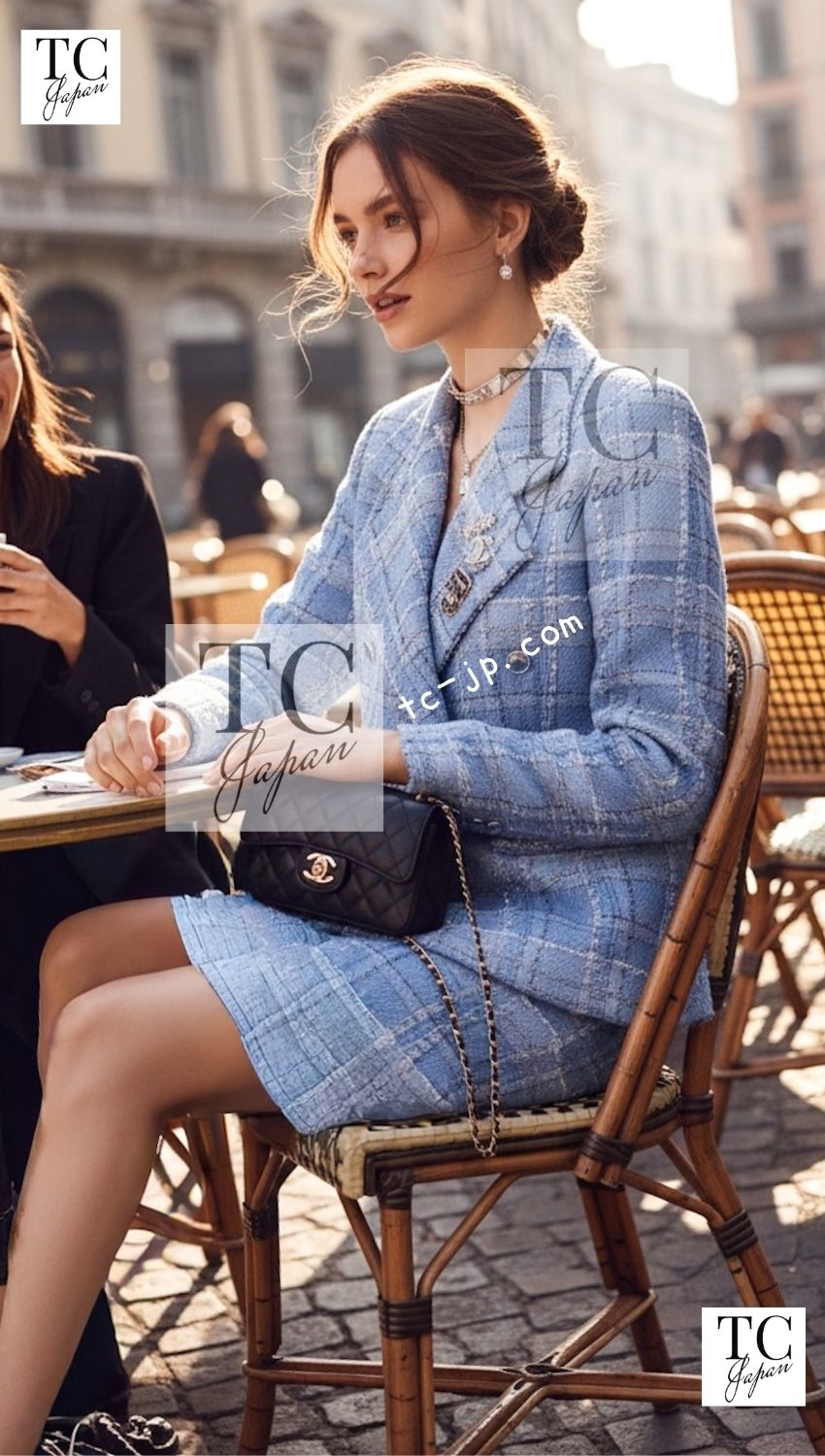 シャネル ジャケット スーツ CHANEL ベビー ブルー ココボタン ダブル シャネル ジャケット スーツ CHANEL ベビー ブルー ココボタン ダブル
