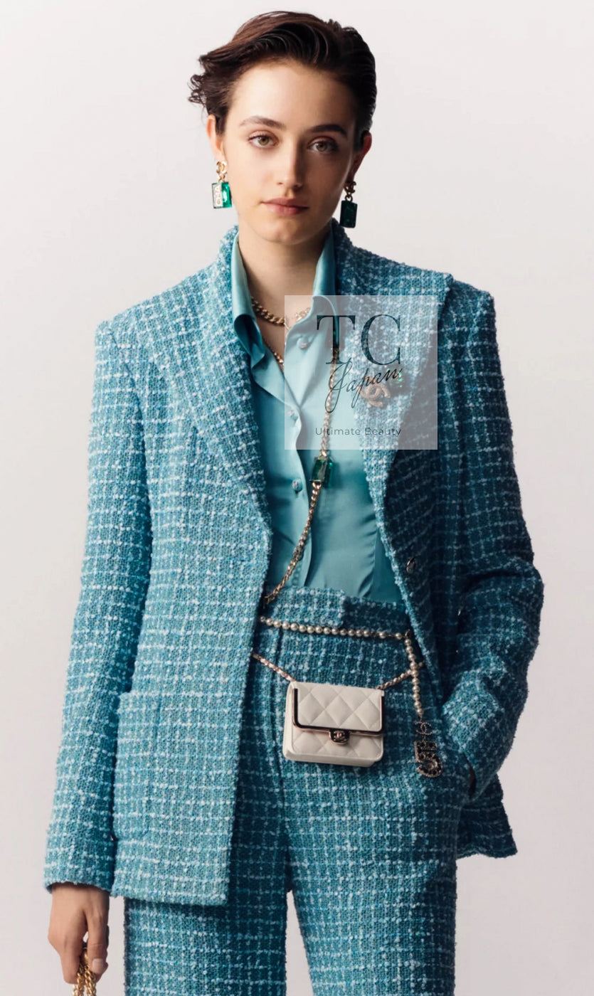 シャネル ジャケット CHANEL ターコイズ グリーン ブルー グリポワ 