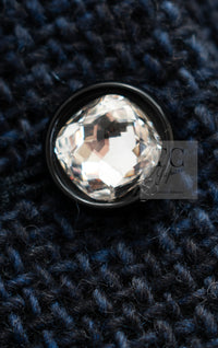 CHANEL 21B Black Navy CC Crystal Buttons Wool Tweed Jacket 36 シャネル ブラック ネイビー 紺 クリスタル CC ロゴ ボタン ウール ツイード ジャケット 即発