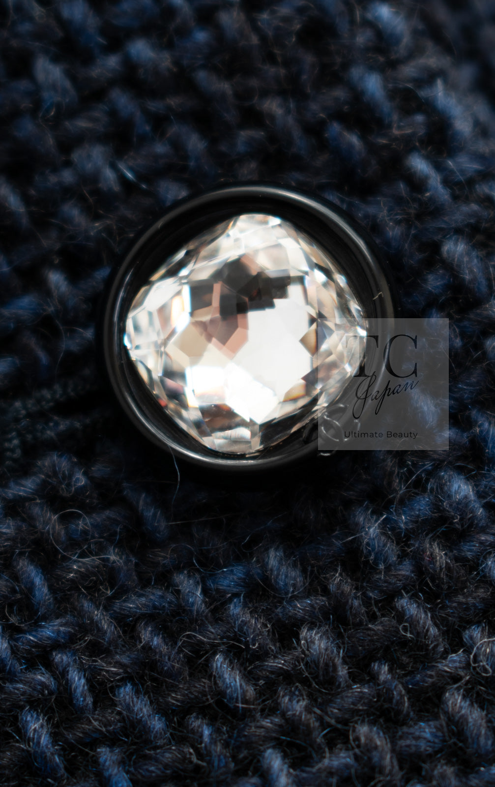CHANEL 21B Black Navy CC Crystal Buttons Wool Tweed Jacket 36 シャネル ブラック ネイビー 紺 クリスタル CC ロゴ ボタン ウール ツイード ジャケット 即発