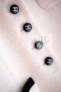 CHANEL 96S Creme Ivory Black Trim Wool Tweed Jacket 42 シャネル クリーム アイボリー ブラック トリム ウール ツイード ジャケット 即発