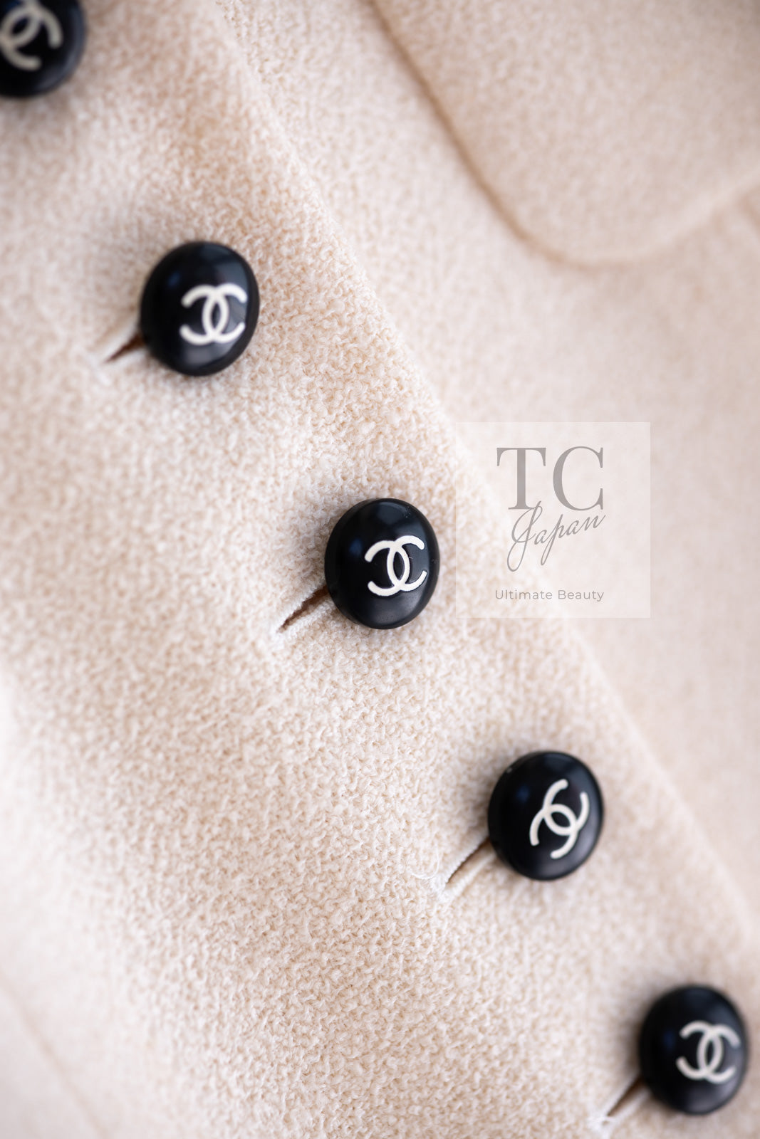 CHANEL 96S Creme Ivory Black Trim Wool Tweed Jacket 42 シャネル クリーム アイボリー ブラック トリム ウール ツイード ジャケット 即発
