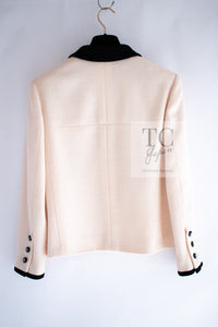 CHANEL 96S Creme Ivory Black Trim Wool Tweed Jacket 42 シャネル クリーム アイボリー ブラック トリム ウール ツイード ジャケット 即発