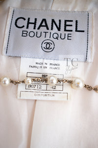 CHANEL 96S Creme Ivory Black Trim Wool Tweed Jacket 42 シャネル クリーム アイボリー ブラック トリム ウール ツイード ジャケット 即発