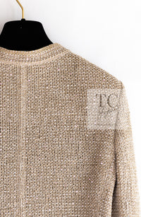 CHANEL 16C Beige CC Pearl Buttons Cotton Collarless Jacket 36 38 シャネル 一番人気 ベージュ CC パール ボタン コットン ノーカラー ジャケット 即発