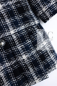 CHANEL 18S Navy Ivory Checked Cotton Tweed Jacket 36 シャネル ネイビー アイボリー チェック コットン ツイード ジャケット 即発