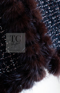 CHANEL 03A Brown Metallic Mink Fur Trim Tweed Jacket 36 38 シャネル ブラウン メタリック ミンクファー トリム ツイード ジャケット 即発