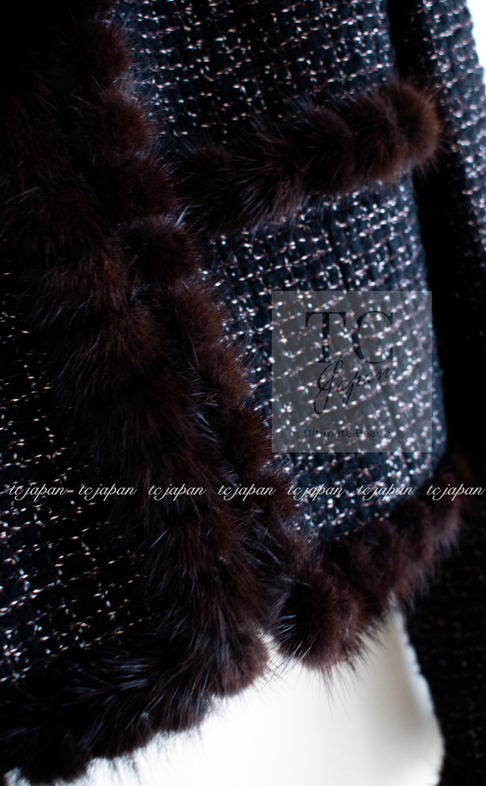 CHANEL 03A Brown Metallic Mink Fur Trim Tweed Jacket 36 38 シャネル ブラウン メタリック ミンクファー トリム ツイード ジャケット 即発
