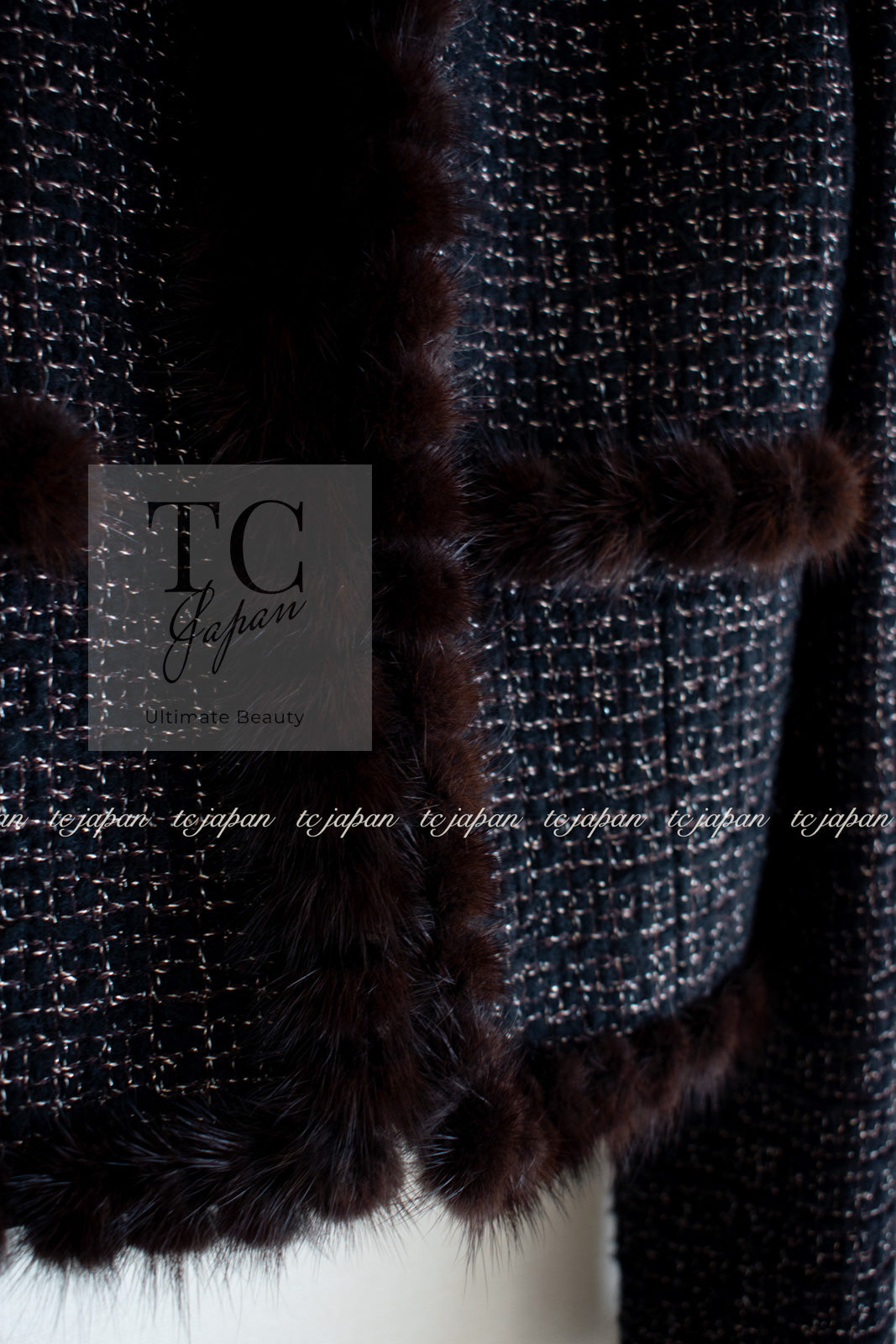 CHANEL 03A Brown Metallic Mink Fur Trim Tweed Jacket 36 38 シャネル ブラウン メタリック ミンクファー トリム ツイード ジャケット 即発
