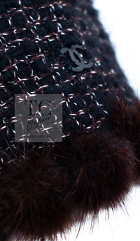 CHANEL 03A Brown Metallic Mink Fur Trim Tweed Jacket 36 38 シャネル ブラウン メタリック ミンクファー トリム ツイード ジャケット 即発