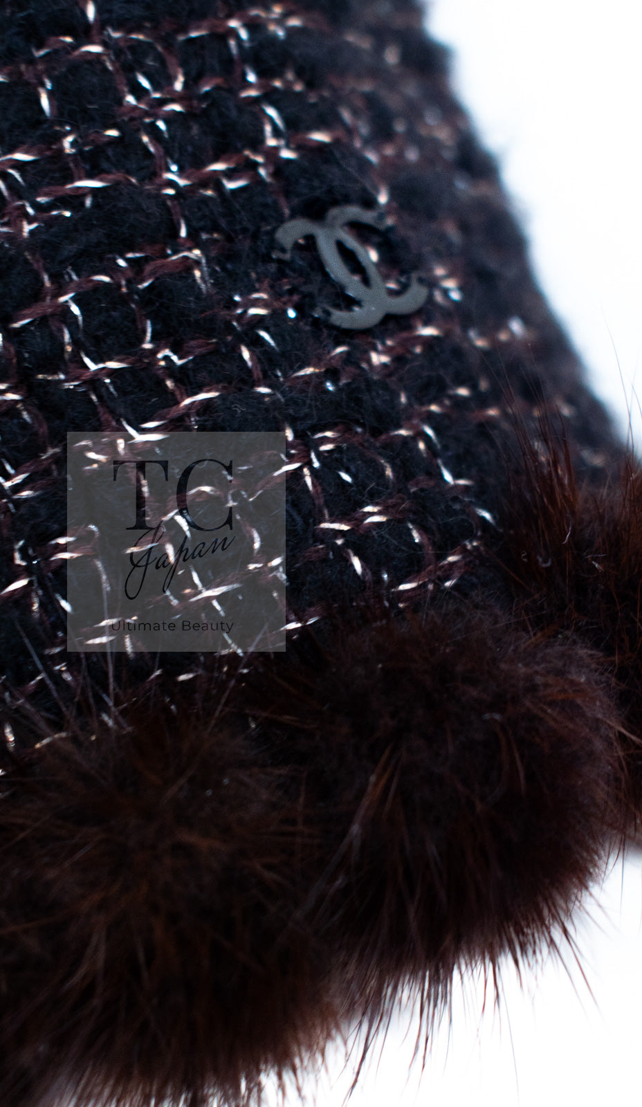 CHANEL 03A Brown Metallic Mink Fur Trim Tweed Jacket 36 38 シャネル ブラウン メタリック ミンクファー トリム ツイード ジャケット 即発