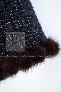 CHANEL 03A Brown Metallic Mink Fur Trim Tweed Jacket 36 38 シャネル ブラウン メタリック ミンクファー トリム ツイード ジャケット 即発