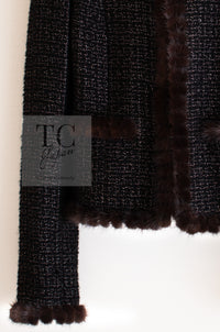 CHANEL 03A Brown Metallic Mink Fur Trim Tweed Jacket 36 38 シャネル ブラウン メタリック ミンクファー トリム ツイード ジャケット 即発