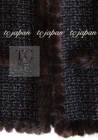 CHANEL 03A Brown Metallic Mink Fur Trim Tweed Jacket 36 38 シャネル ブラウン メタリック ミンクファー トリム ツイード ジャケット 即発