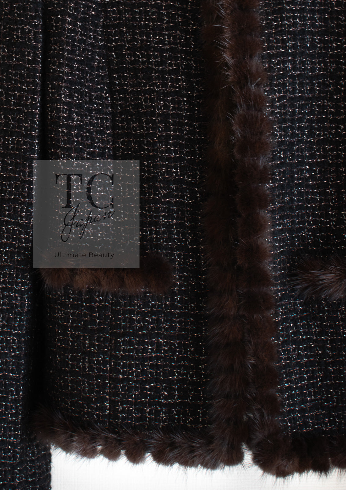 CHANEL 03A Brown Metallic Mink Fur Trim Tweed Jacket 36 38 シャネル ブラウン メタリック ミンクファー トリム ツイード ジャケット 即発