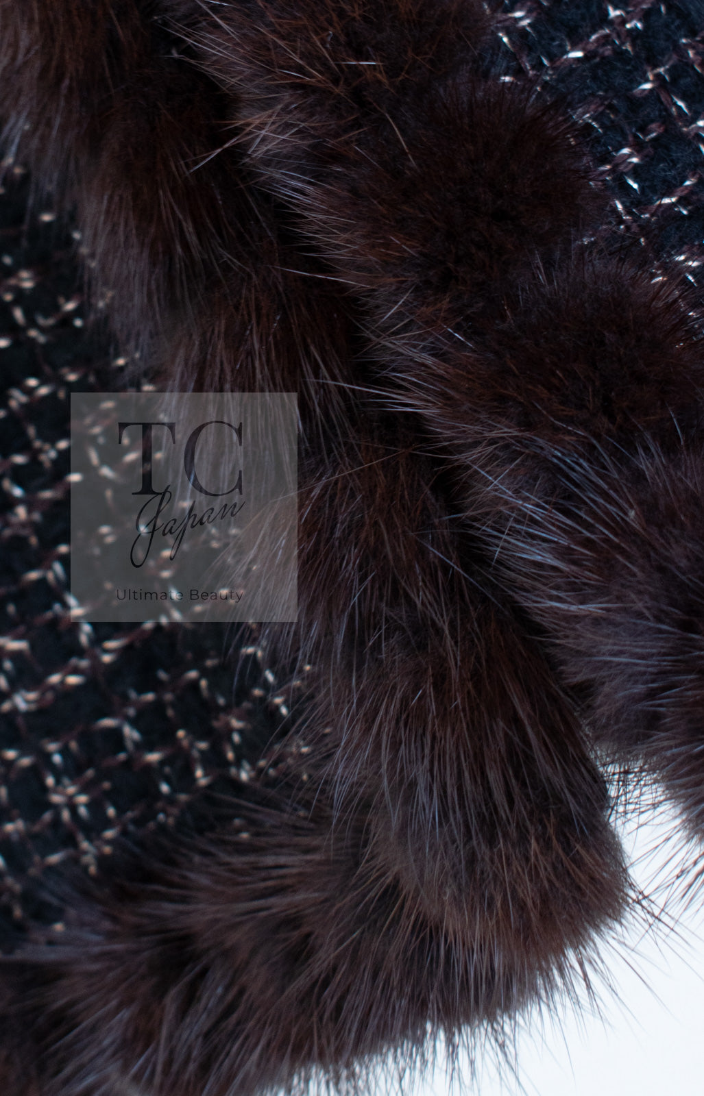 CHANEL 03A Brown Metallic Mink Fur Trim Tweed Jacket 36 38 シャネル ブラウン メタリック ミンクファー トリム ツイード ジャケット 即発