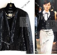 CHANEL 03C Black Sequin Glitter Jacket 36 38 シャネル ブラック スパンコール グリッター ジャケット 即発