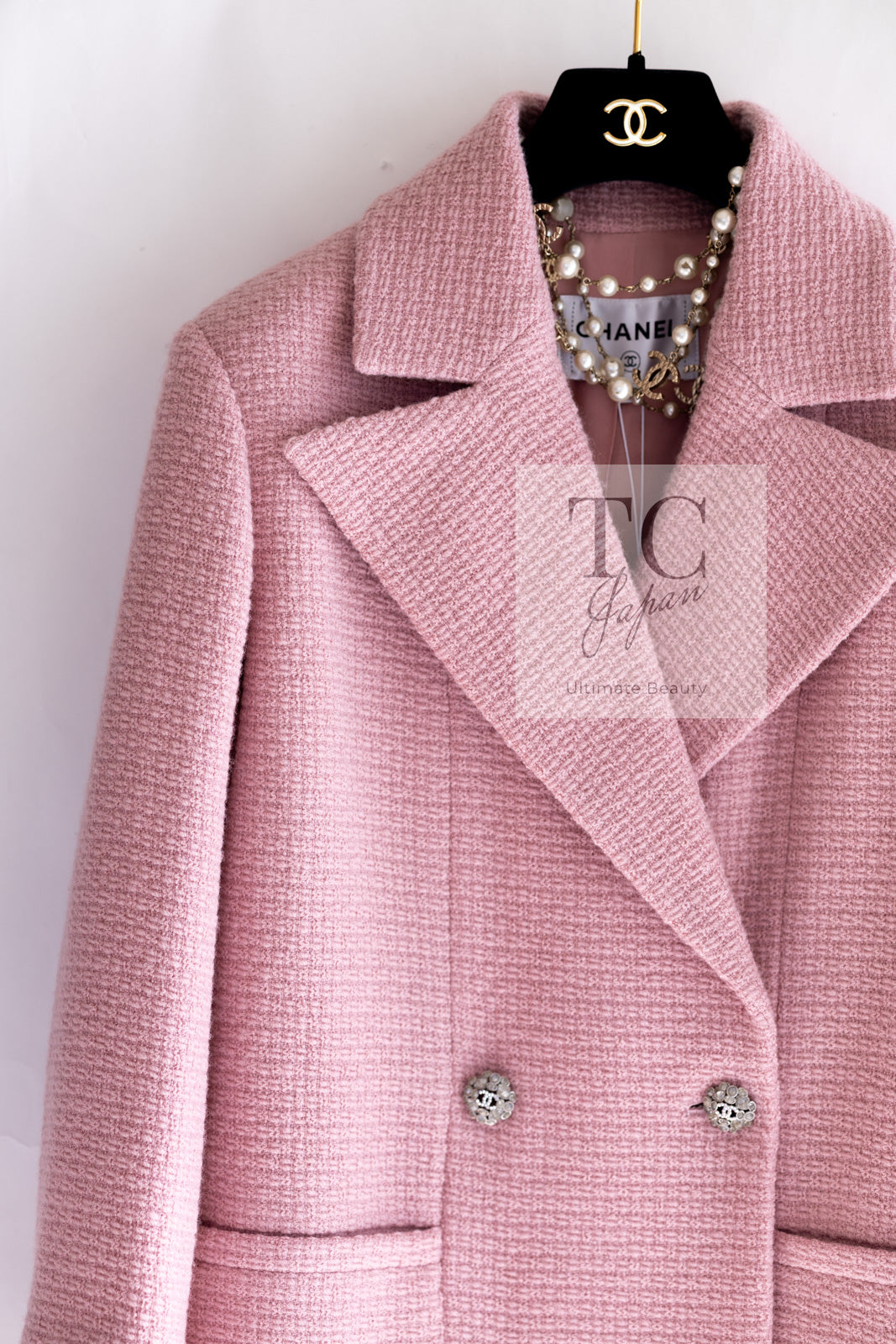 CHANEL 22A Pink Wool 100% Double Tweed Jacket 38 40 44 46 シャネル ピンク ウール 100% ダブル ツイード ジャケット 即発