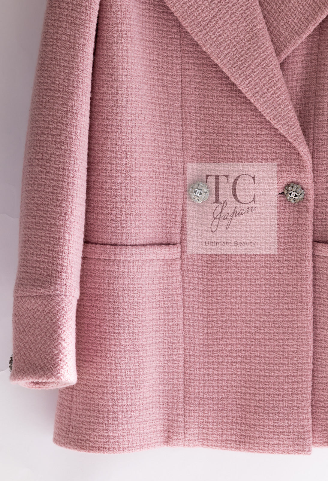 CHANEL 22A Pink Wool 100% Double Tweed Jacket 38 40 44 46 シャネル ピンク ウール 100% ダブル ツイード ジャケット 即発