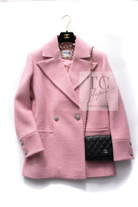 CHANEL 22A Pink Wool 100% Double Tweed Jacket 38 40 44 46 シャネル ピンク ウール 100% ダブル ツイード ジャケット 即発