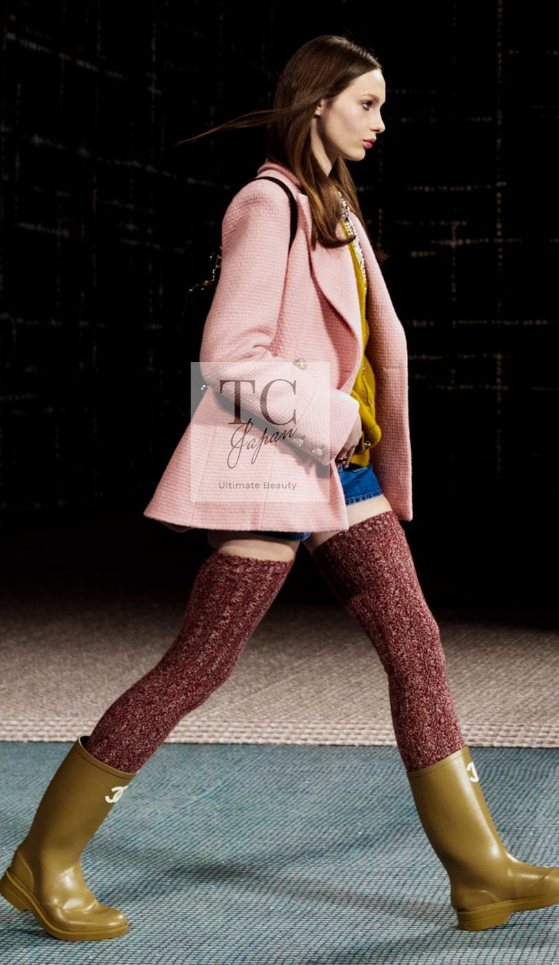 CHANEL 22A Pink Wool 100% Double Tweed Jacket 38 40 44 46 シャネル ピンク ウール 100% ダブル ツイード ジャケット 即発