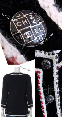 CHANEL 18PA Dark Navy Red Ivory Tricolor Braid Trim Wool Tweed Jacket Coat 38 シャネル ダーク ネイビー レッド アイボリー トリコロール ブレード トリム ウール ジャケット コート 即発